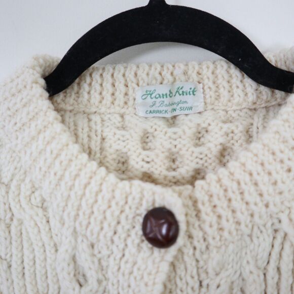 Vintage Handknit Cable Hand Knit Cardigan Sweater Carrick On Suir Ireland - Picture 14 of 14
